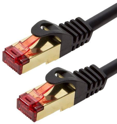 BIGtec LAN Kabel 50m Ethernet Kabel Netzwerkkabel Patchkabel vergoldete RJ45 Stecker doppelt geschirmt schwarz Gigabit für Netzwerk Switch Router DSL PC Computer Laptop Gaming