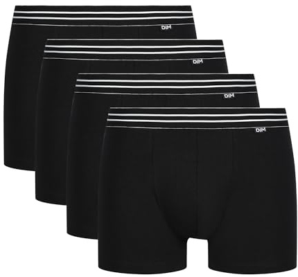 DIM Boxer Homme Lot de 4 | Ecodim Coton Stretch | Confort Durable et Maintien Optimal | Ceinture Classique
