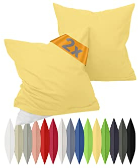 npluseins Renforcé-Kissenbezüge im Doppelpack - 100% Baumwolle - schlicht und edel 698.898, 40 x 80 cm, gelb
