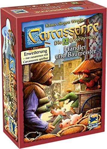 Hans im Glück, Carcassonne – Händler und Baumeister, 2. Erweiterung, Familienspiel, Brettspiel, 2-6 Spieler, Ab 7+ Jahren, 40+ Minuten, Deutsch