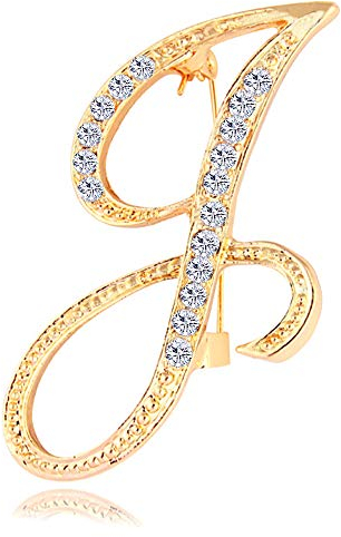 ETHOON Letter Brooch Pins Initial Rhinestone Brooch for Women Crafts Gold J