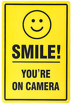 dojune-Smile You're On kamera-skylt, videoövervakningsskylt, varning för CCTV-övervakningssystem