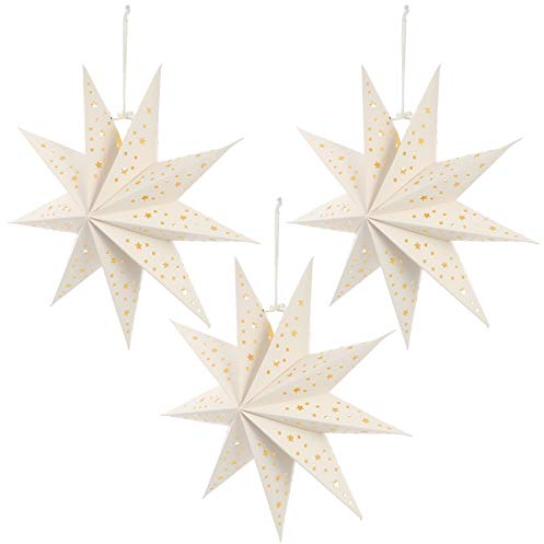 3pcs Papierstern Lampenschirm 35cm Papier Weihnachtsstern Fensterdekoration Stern Weihnachtslampenschirm Weihnachtsbaumspitze Silvester Party Dekoration