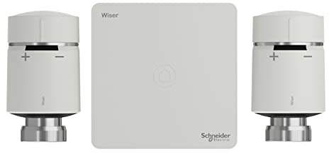 Schneider Electric - Wiser, Kit Vannes Thermostatiques Connectées Passerelle Wifi + 2 Têtes De Vanne, CCTFR6906