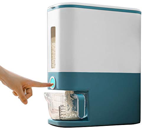 VOUNEDA 12kg Reisspender,großer versiegelter Getreidebehälter Haushalts-Getreide-Dispenser-Eimer,Metering Reis-Eimer Reis Aufbewahrungsbox Haushalts-Getreide Trockene Lebensmittelspender