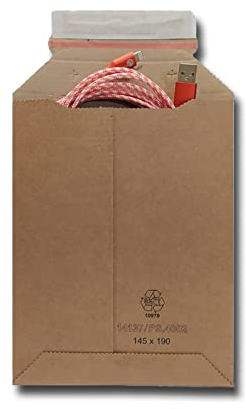 verpacking Wellpappversandtaschen Braun 145 x 190 mm - A6 [Größe und Stückzahl wählbar] Kartonversandtasche Versandtasche Pappe selbstklebend Versandumschläge aus Wellpappe 100 Stück