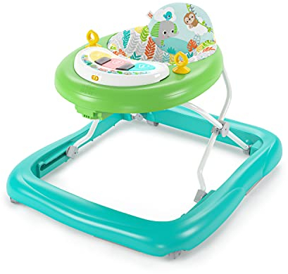 Bright Starts, Tiny Trek 2-in-1 Baby Aktivität Lauflernhilfe mit Spielzeugstation, verstellbarer Höhe und leicht faltbarem Rahmen, Dschungel Ranken Alter 6 Monate+