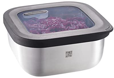 GEFU Frischhaltedose PROVIDO 900 ml, quadratisch, Vorratsdose kälte- und hitzebeständig, intelligente Vorratskontrolle per App