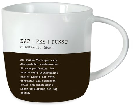 Grafik-Werkstatt Kaffeetasse mit Spruch 300 ml | Porzellan-Tasse lustig | Kaffeedurst, Schwarz