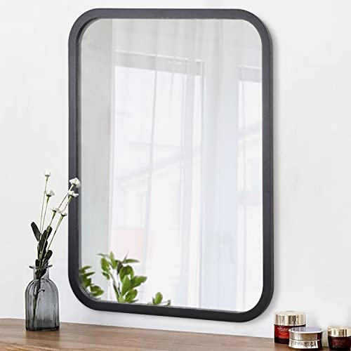 AOAOPQ Grande specchio rettangolare nero da appendere alla parete specchio quadrato da bagno con cornice in legno decorativo per camera da letto, soggiorno, ingresso, fattoria, bagno, 45 x 65 cm