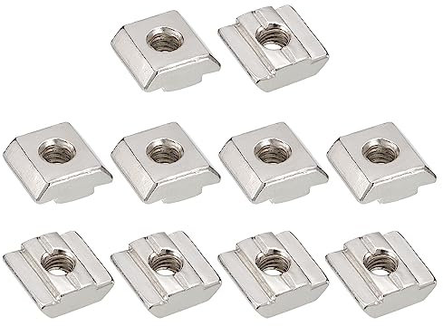 sourcing map T Nuts, 24pcs - Nickel Plated Carbon Steel T Slot Bolts, 3030 Series M6 Hammer Head Fastener, Sliding T Nuts for Aluminum Extrusion Profile (Silver)