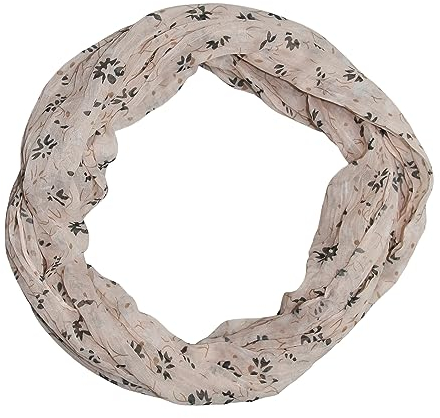 beybey® Damen Seide Loop Schal Mit Blumenmuster - Wunderschön und Fein - Seidenschal - Schlauchschal (SX8 Beige)