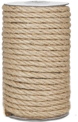 Leecogo Jute Rope, 8mm Thick, 50 Feet, Natural Color for Crafts Gardening Cat Scratching Post Repair