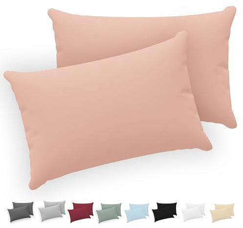 Twinzen® Kissenbezug 40x60 (2er-Set) - 100% Jersey Baumwolle 150 GSM Kissenbezüge - Rosa - Für Kissenbezüge 40x60 cm - Kissenhülle - Kissenbezug mit Reißverschluss - Oeko-Tex Zertifiziert