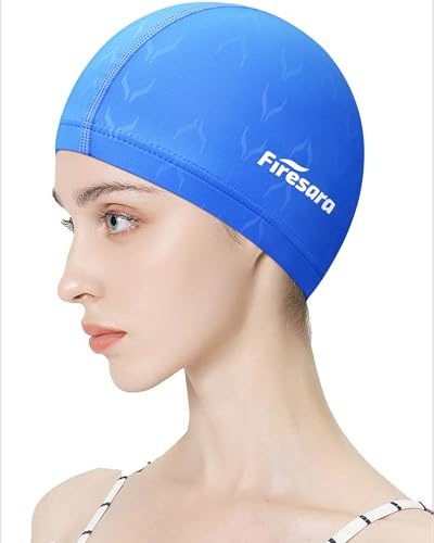 Firesara Cuffia da bagno in tessuto a coda di pesce per uomini e donne, cuffia da nuoto traspirante ad alta elasticità, protezione dei capelli, asciugatura rapida e morbida