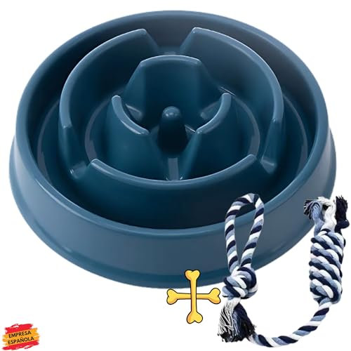 BASAMA Comedero Perro Antivoracidad + Nudo Mordedor de 45 cm de Regalo | Comedero Lento Perro Ideal para Gatos y Perros ansiosos y asegurar el Bienestar de tu Mascota