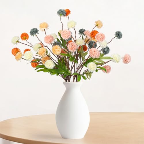 HOTUT 10 Pcs Mixed Color Artificial Hydrangea Flowers, Silk Fake Chrysanthemum Bouquets, Decorative Faux Ball Flowers for Indoor Outdoor Home Garden Party Decoration