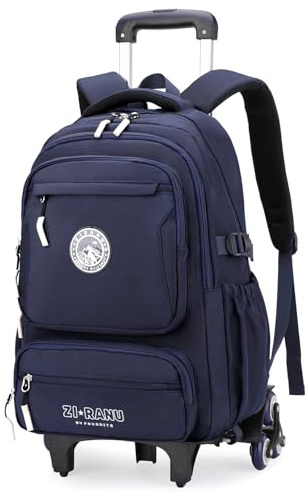Tanou Rucksack mit Rollen für Jungen Herren, 30L Schulrucksack Teenager mit 6 Räder, Wasserdichter Schulranzen Trolley Lässiger Daypack für Sekundarschule und Gymnasium, Blau