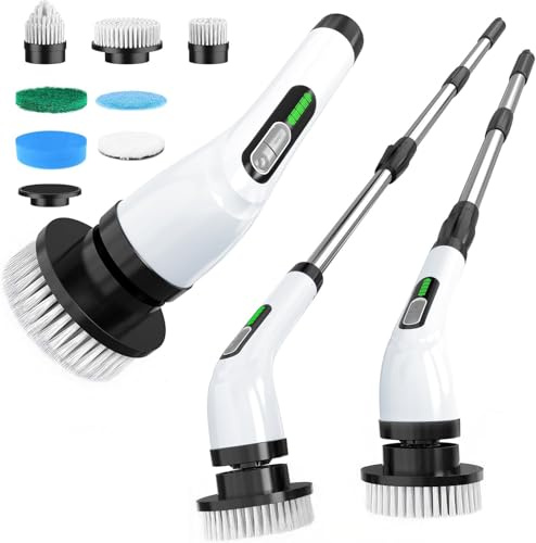 FYDEE Cepillo Electrico Limpieza Hogar, Cepillo Limpieza Hogar con 7 Cabezales Reemplazables y Impermeable IPX7, Fregadora Giratoria Eléctrica, Cepillo para Limpieza del Hogar, Baño, Suelos, Bañera