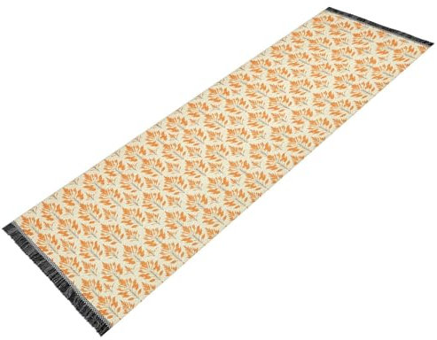 aidingzhi Tappeto runner da corridoio, lavabile in lavatrice, antiscivolo, con nappa, per lavanderia, cucina, bagno, motivo con canne indiane, arancione