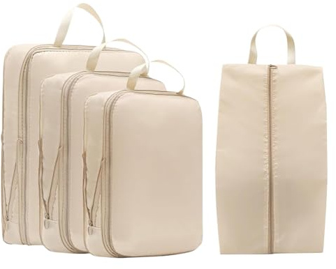 Yuemeuy De Compresión Para Equipaje De Viaje,Bolsas Organizadoras De Equipaje | 4 Piezas Accesorios de Maleta con Cremallera Doble para Organización y Almacenamiento de Ropa en Viajes por Carretera,