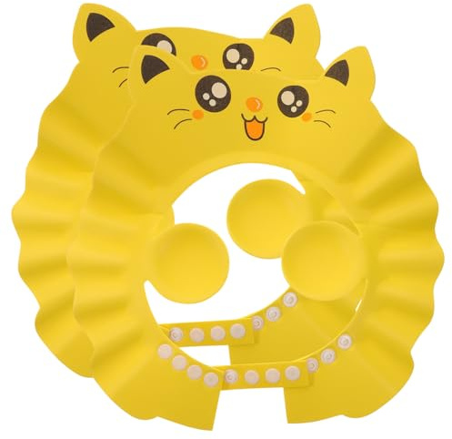 ORFOFE Duschhauben Kinder 2 Stück Mit Verstellbarem Verschluss Gehörschutz Badehüte Für Babys Und Kleinkinder Aus Leichtem Material Gelb