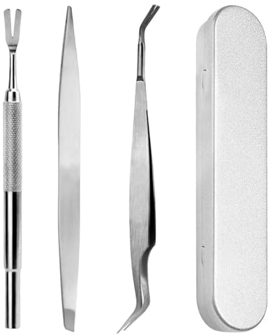 HONRIGO 3 Pcs Tick Remover Tolls for Dogs Set, Professional Stainless Steel Kit for Humans, Cats & Dogs, Includes 2-in-1 Tweezers & Shovel, Storage Box