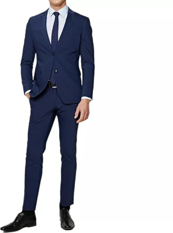 Alfio Collection Abito da Uomo con Giacca e Pantalone Elegante Classico Tinta Unita Blu Nero 46 48 50 52 54 56 58 60 (IT, Numero, 60, Regular, Regular, Tampone)