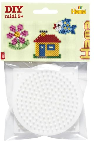 Hama Perlen 4451 Kleine Stiftplatten 3er Set für Midi Bügelperlen mit Durchmesser 5 mm, Motive Quadrat, Sechseck und Stern in weiß, kreativer Bastelspaß für Groß und Klein