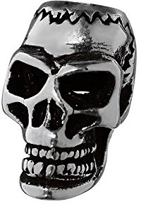 NKlaus hårsmycke skäggpärla SKULL dödskalle 925 sterlingsilver silver lockpärla 6451, Sterlingsilver, Ingen ädelsten