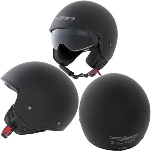 A-pro Jet Casco Moto Scooter Homologado ECE 22 Visor Parasol interior Negro Mate XS