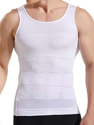 HANERDUN Gynecomastia Pecho Binder Hombres Fajas Control de la Panza Que Camisa de la Ropa Interior Camiseta de Tirantes Compresión ​Elástica Ves