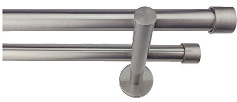 Barras de Cortina - Conjunto Tapón Doble Barra Acero INOX. Largo 3 Metros