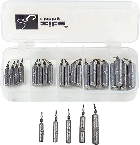 Zite Fishing Drop-Shot Blei-Sortiment in Angel-Box - 25 Stück Stab-Bleie - Angelblei-Set 3,5-14g - Einfach Einclippen