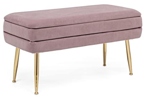 KONTE.DESIGN Panca contenitore PAVLINA tessuto effetto velluto Mauve, 80 x 38 x 42 cm