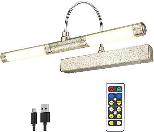 HONWELL Uppladdningsbart bildljus med fjärrkontroll, LED-display lampa 33 cm roterbart ljushuvud med 3 belysningslägen för porträtt konstmålningar ljusstyrka dimbar och timer OFF180 lumen