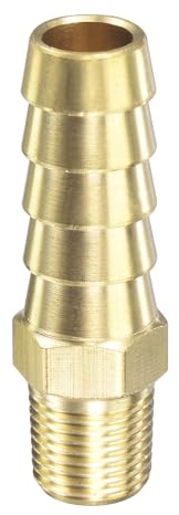 sourcing map Latón Manguera Púa Conexión Recta 3/8 Pulgada x NPT 1/8 Macho Rosca Tubería Conector para Agua Aire Combustible Tubo