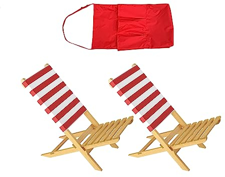 Sei varianti solida seggiolina ANCHE x adulti in Faggio chiaro e tessuto bianco-rosso V-10-353, attrezzatura sedia a sdraio:due sedie con borsa rosso