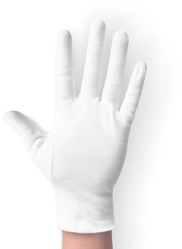 2 Pairs 100% Cotton Gloves for Moisturizing Night Gloves, White Gloves for Dry Hands Eczema, Size L
