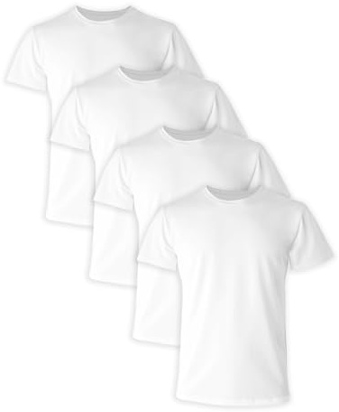 Hanes Men's Ultimate Comfort Fit Undershirt, Men’s Crewneck Stretch-Cotton T-Shirt, 4-Pack Undershirt (Pack of 4)