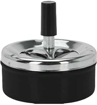 OrionMart Stainless Steel Tabletop Cigarette Revolving Ashtray | Windproof and Odor Free Cool Ashtray | For Home and Outdoors (Black)