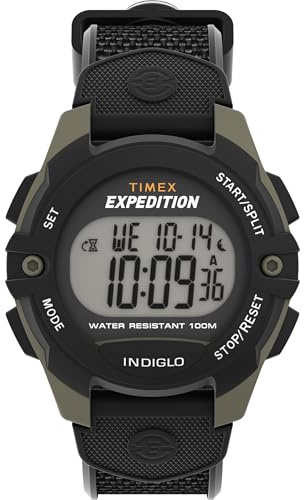 Timex Men's Expedition 41mm Watch - Black Strap Digital Dial Green Case