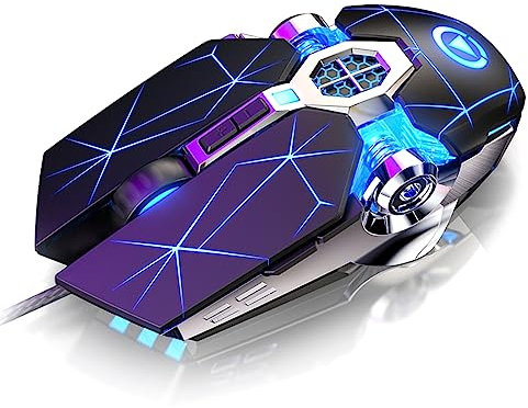 Tioamy Gaming Mouse Wired Game Mice USB Silent Optical Mouse 3200DPI RGB Colorful Gradient Backlit 7 Buttons for Desktop Laptop Computer Gamer PC Windows Mac