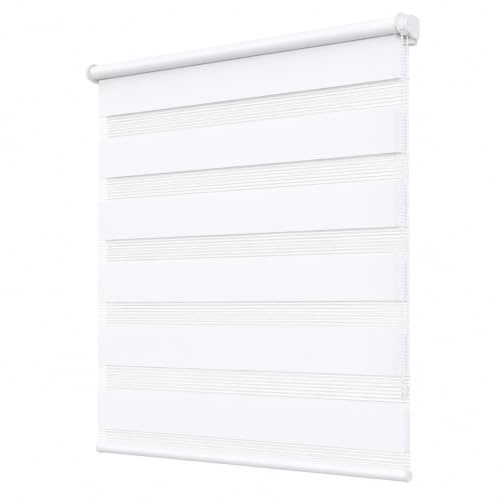 Ruby Deals Zebra Blinds Day and Night Roller Blind, White, W243 x H165 cm | Dual Layer Fabric Window Blinds, Light Filtering, No Drill or Drill Fit Blinds Curtains for Windows and Doors