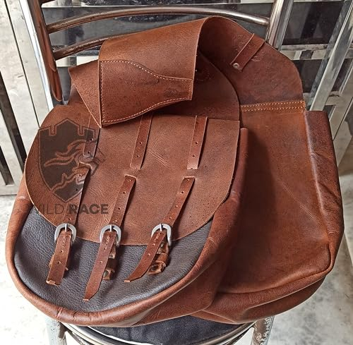 WILDRACE Western-Satteltasche aus Pferdeleder, strapazierfähig, für traditionelle Trail-Fahrten | Satteltasche | Pferdesatteltasche | Western-Satteltasche | Ledersatteltaschen für Pferde (STYLE-25)