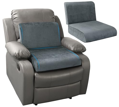 HOMBYS Recliner Seat Cushion with Lumbar Supportive Pillow Extra Large Non-Slip Seat Cushion with Back Support Cushions,Cruve Edge Design for Relief Thighs Pressure, Dark Grey