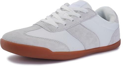WHITIN Women's Barefoot Sneakers Casual Minimalist Minimus Zero Drop Sole Wide Toe Box Shoes Size 9.5 Width 9.5W Outdoor Training Grey Gum 41