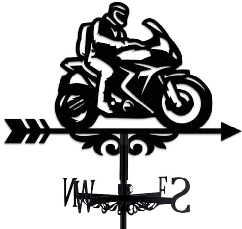 INFUNLY Wetterfahne Für Motorräder Vintage Schwarz Metall Windrichtungsanzeiger Dekoration 13.7