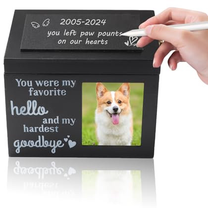 Yallmie 19x14x13cm Urna Cenizas Perro, Urna de Madera con Marco de Fotos y Cerradura, Urnas para Gatos Negro Urnas para Cenizas Perros, Urna para Cenizas de Mascotas, Regalo Conmemorativo