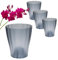 GarPet 4X Orchideentopf Transparent Orchideen Übertopf Pflanztöpfe Übertöpfe für Orchideen aus Kunststoff Innen Durchsichtig Elegant 16 cm rauchfarbig